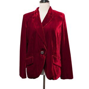 Marina Rinaldi Women NWOT Size 21/US 12 Red Velvet Single Button Blazer Jacket